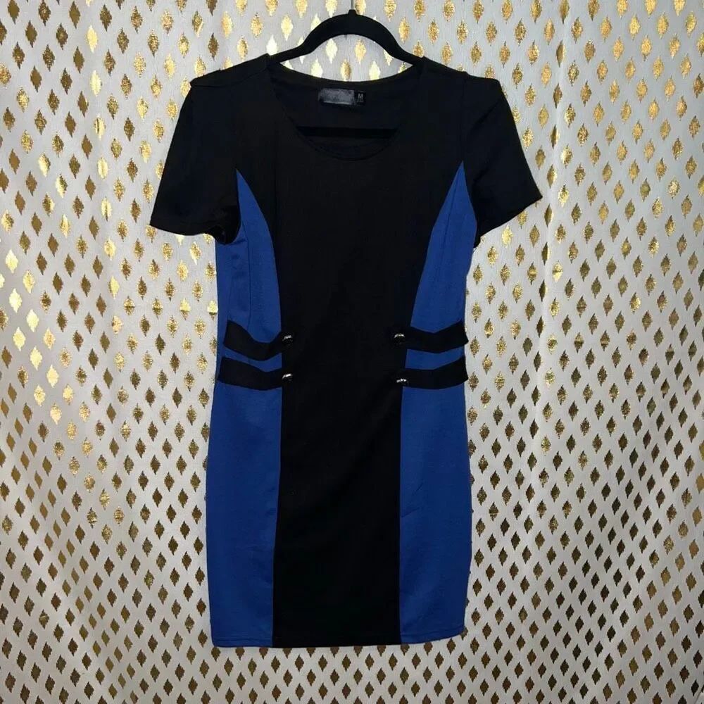 Bordeaux Formal dress mini dress blue and black block skirt size M
